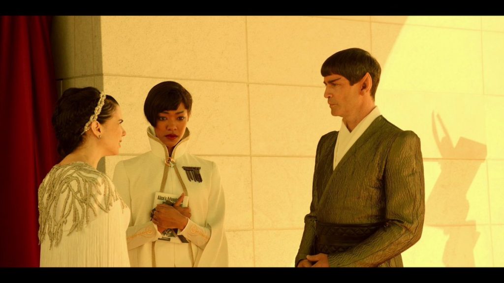 Amanda, Sarek and Michael Burnham in the Star Trek Discovery episode Lethe